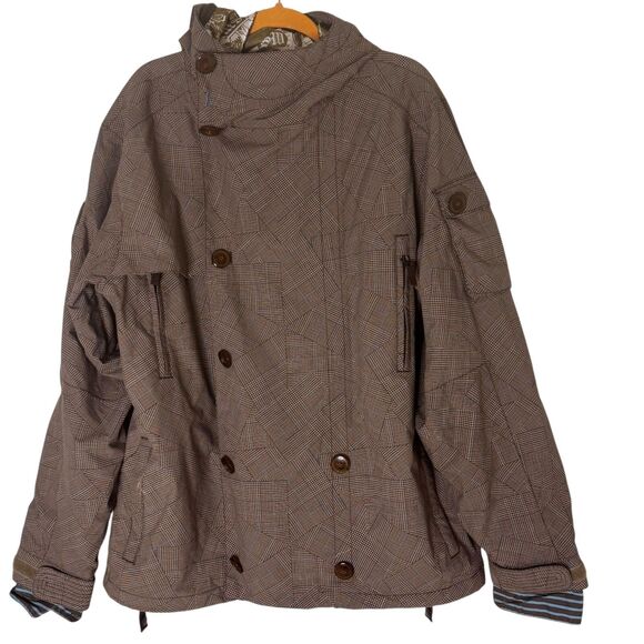 Burton The White Collection Snow Jacket Coat Plaid Brown L bv - Picture 9 of 12